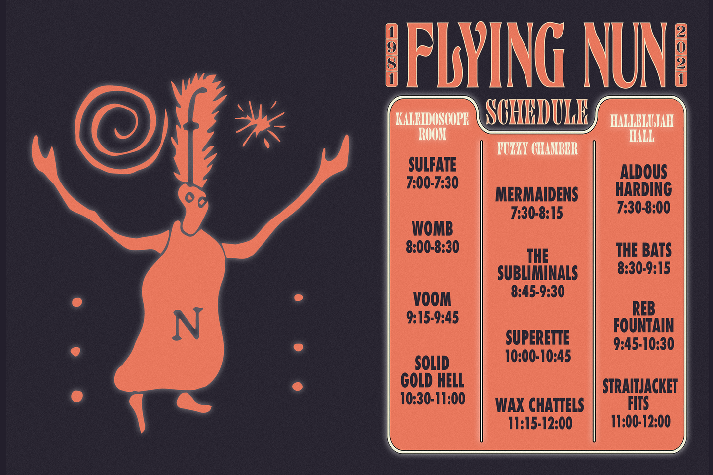 TIMETABLE & MAP FOR THE FLYING NUN 40th AUCKLAND SHOW