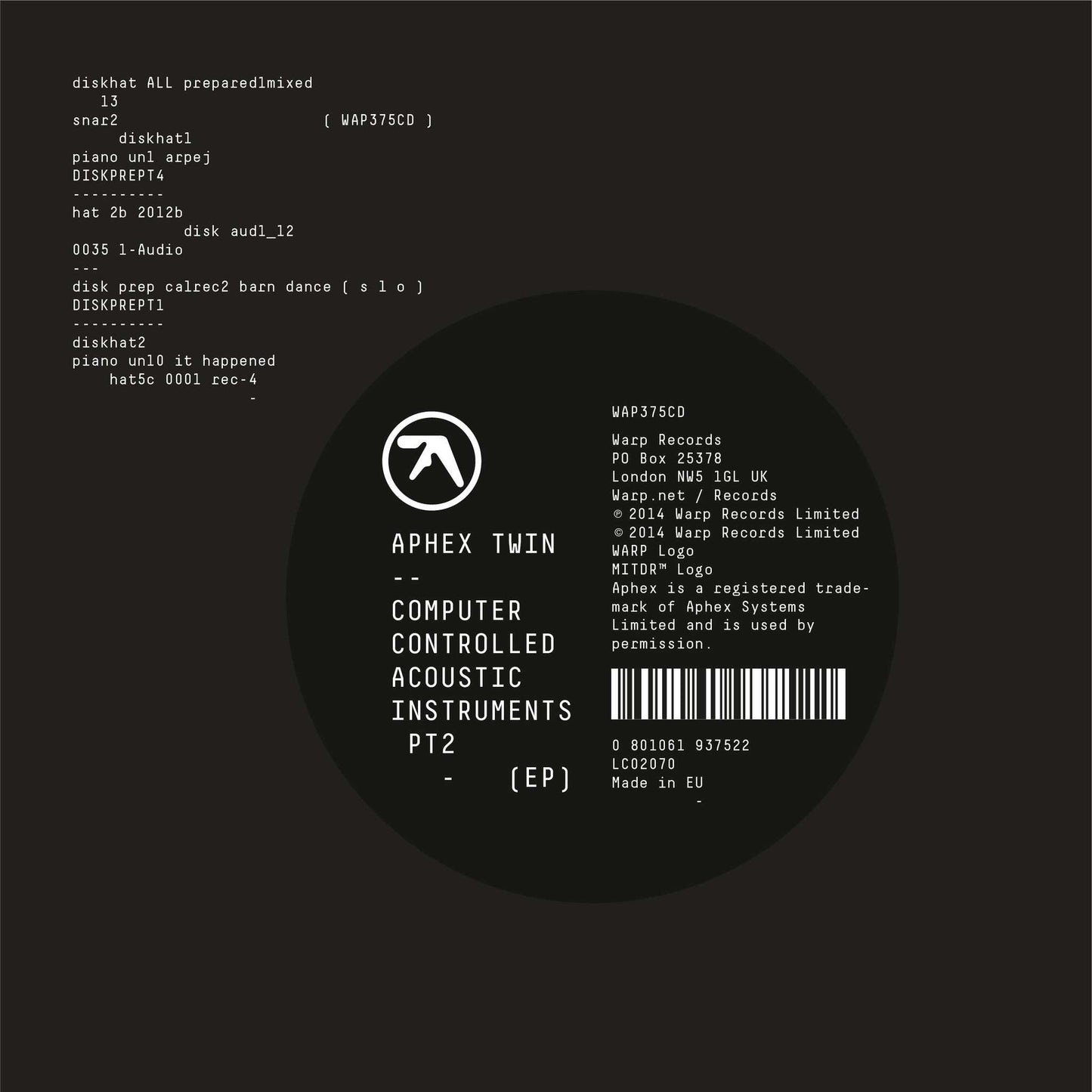 Aphex Twin - Computer Controlled Acoustic Instruments Pt 2 | Vinyl LP