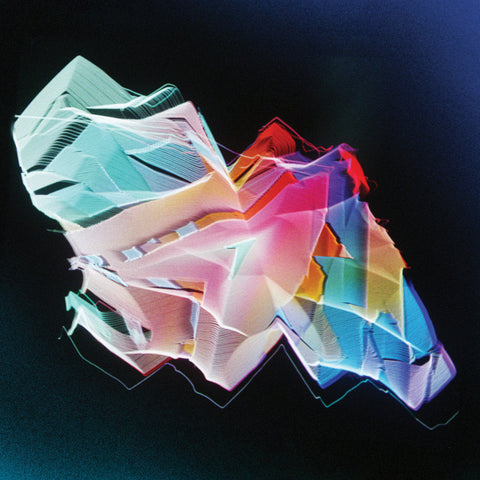 Colorful abstract geometric design on a dark background