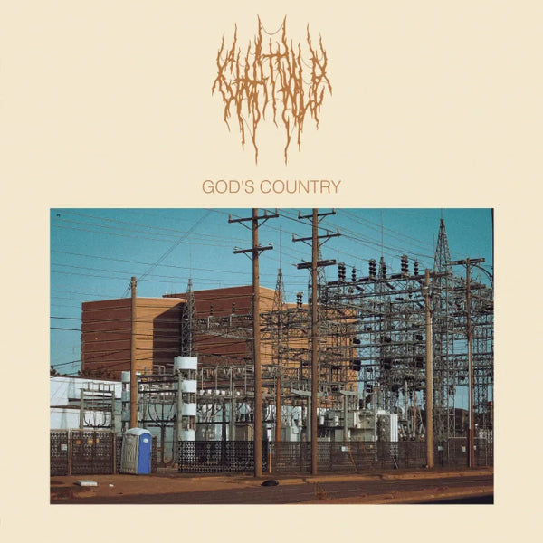 Album cover with power plant image and text 'God's Country' on a beige background