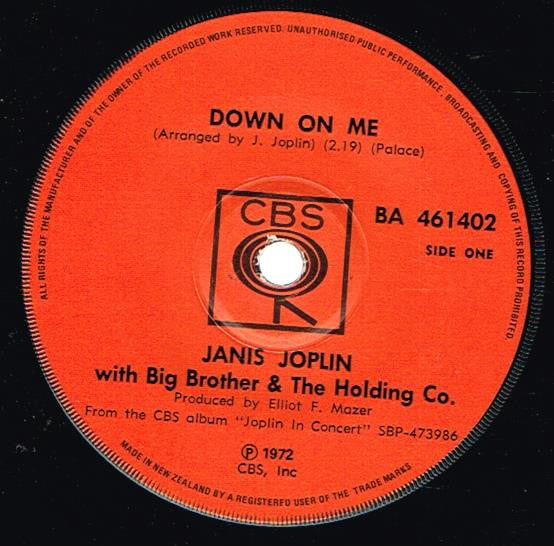 Janis Joplin - Down on Me (7" SECONDHAND)