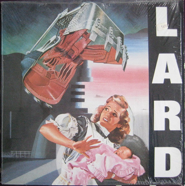 Vintage album cover with a woman holding a baby and a large mechanical object, featuring the word 'LARD'.