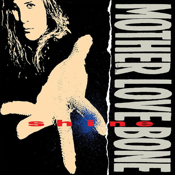 Album cover for 'Shine' by Mother Love Bone with a hand and face illustration.