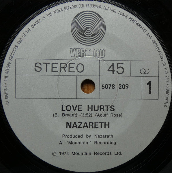 Nazareth - Love Hurts (7" SECONDHAND)