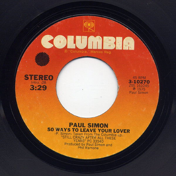 Paul Simon - 50 Ways to Leave Your Lover (7" SECONDHAND)