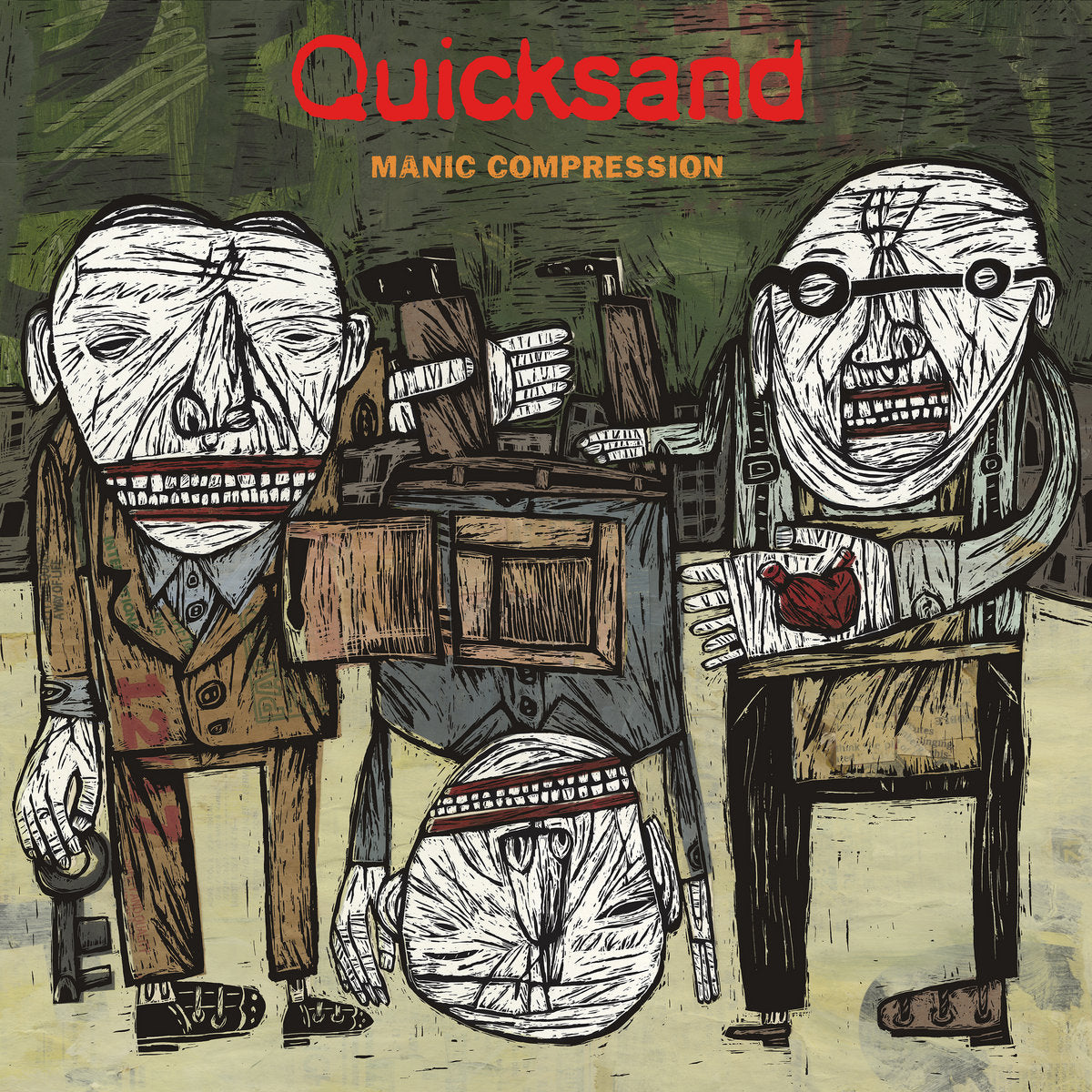 Album cover for 'Quicksand Manic Compression' with stylized figures and text.