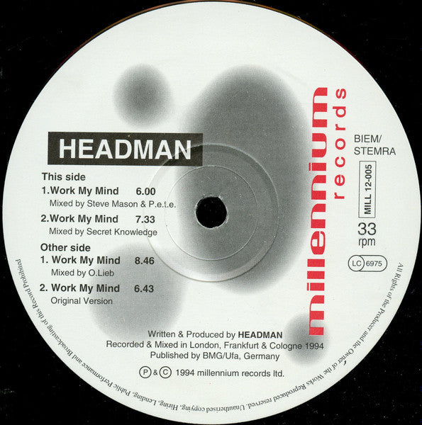 Headman – Work My Mind 12