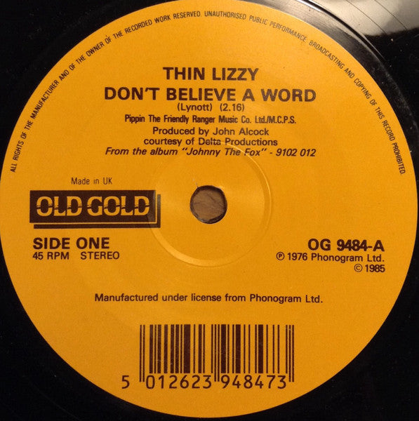 Thin Lizzy - Don't Believe A Word (7