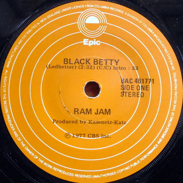 Ram Jam - Black Betty (7" SECONDHAND)