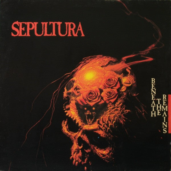 Album cover for Sepultura with a skull and roses design on a black background