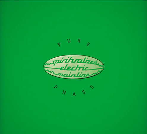 Vinyl record with green sleeve on a white background