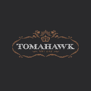 Decorative logo with 'TOMAHAWK' text on a black background