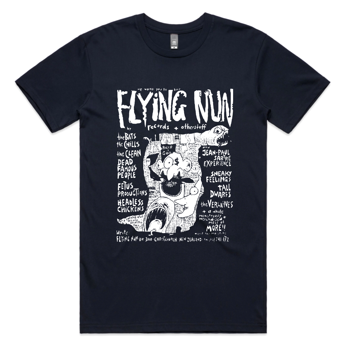Flying Nun 80s Advert T-Shirt - Chris Knox I NZ Music & Band Merch