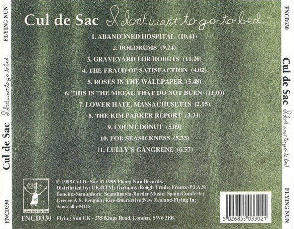 FN330 Cul de Sac - I Don't Want To Go To Bed (1995) - Flying Nun  | Vinyl | CD
