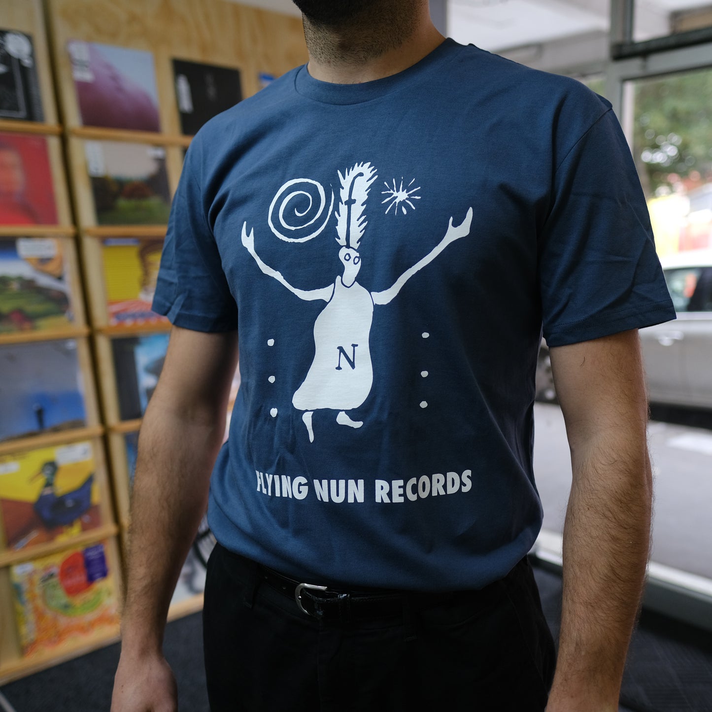 Fuzzy Flying Nun T-Shirt (Petrol Blue) - Flying Nun | Music T-Shirt