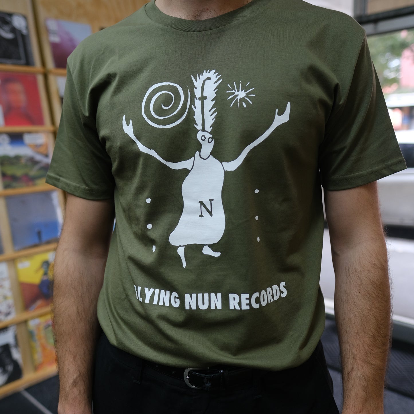 Fuzzy Flying Nun T-Shirt (Army Green) - Flying Nun  | Vinyl | CD