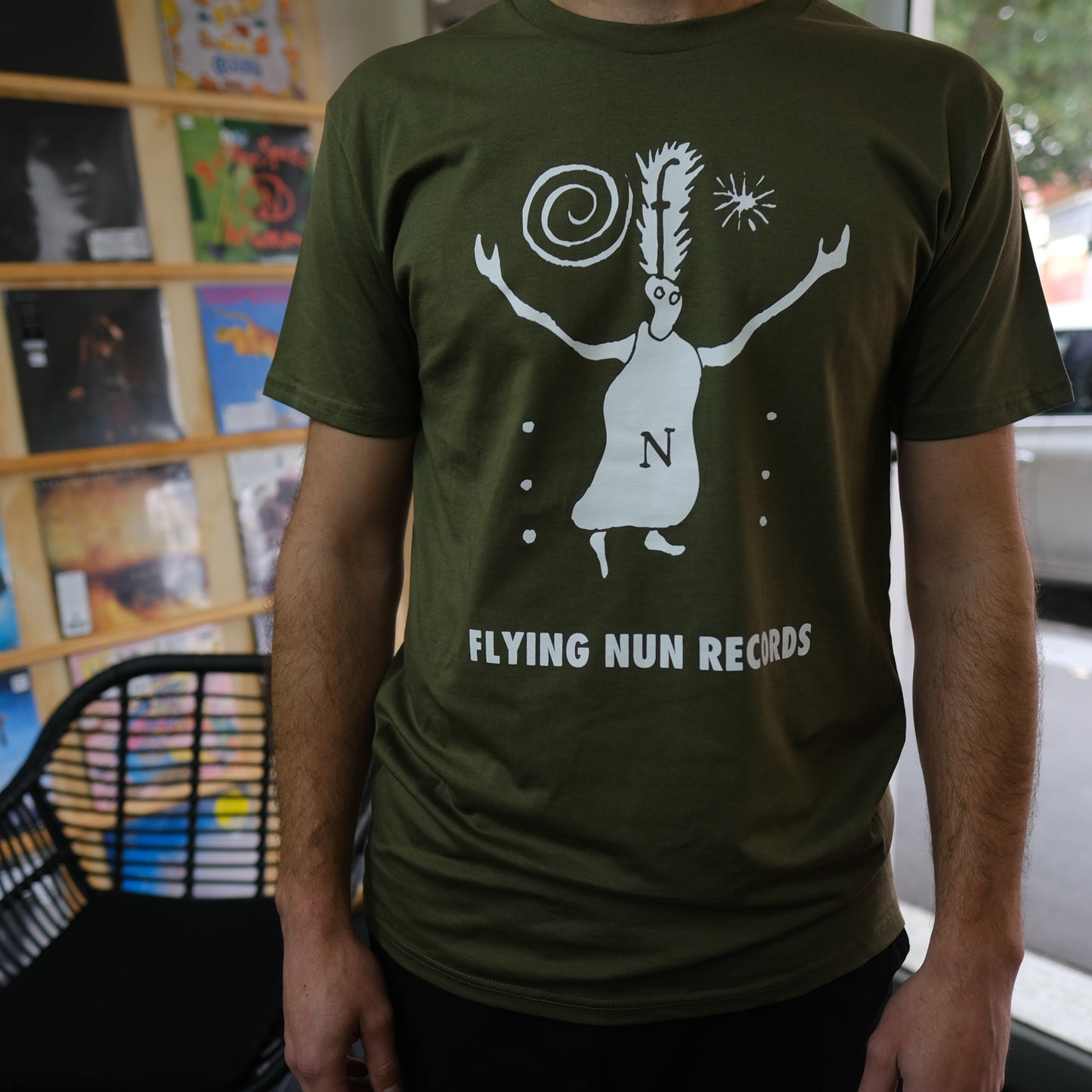 Fuzzy Flying Nun T-Shirt (Army Green) - Flying Nun  | Vinyl | CD