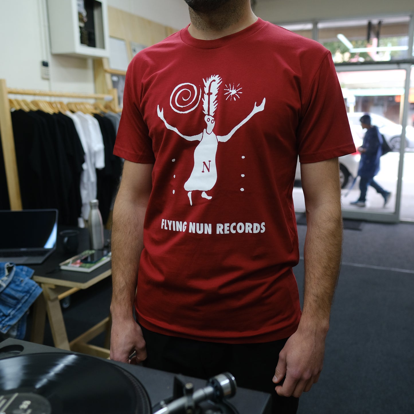 Fuzzy Flying Nun T-Shirt (Cardinal Red) - Flying Nun  | Vinyl | CD