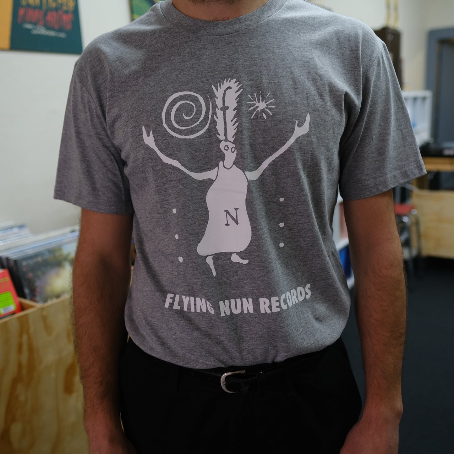 Fuzzy Flying Nun T-Shirt (Grey Marle) - Flying Nun | Music T-Shirt
