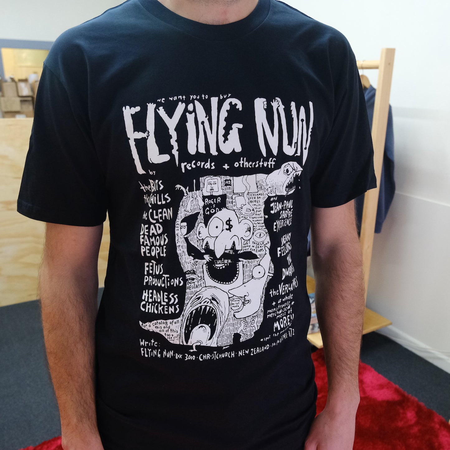 Flying Nun 1980s Print Advert T-Shirt - Chris Knox (Navy Blue) - Flying Nun  | Vinyl | CD