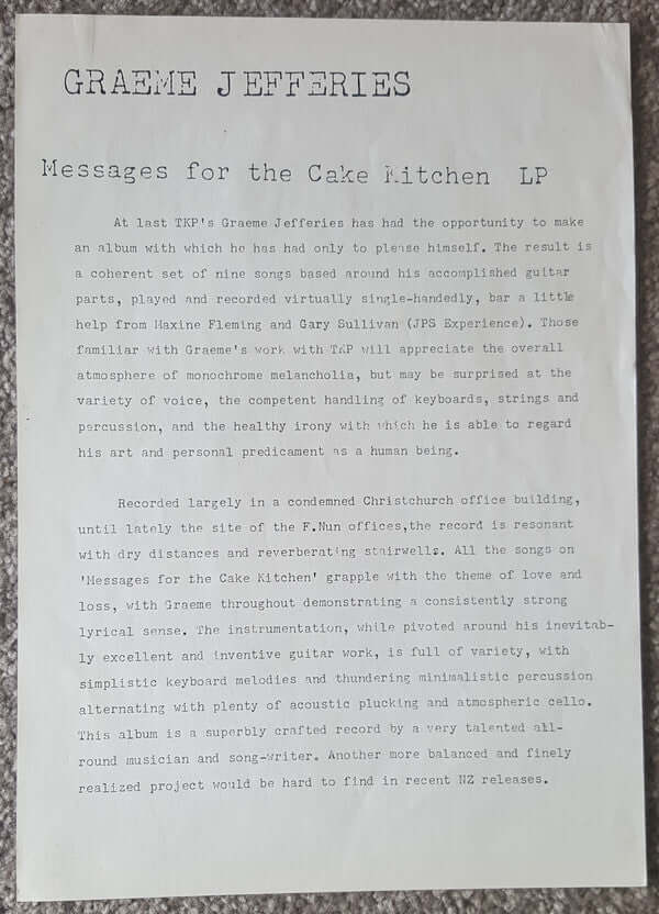 
                  
                    Graeme Jefferies - Messages For The Cakekitchen
                  
                