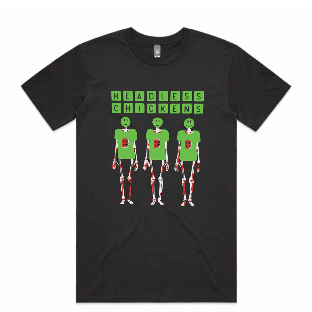 
                  
                    Headless Chickens - Three Skeletons T-Shirt (Coal) I NZ Music & Band Merch
                  
                