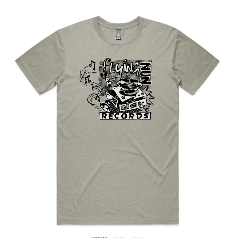 Flying Nun Exploding Turntable T-Shirt (Light Grey) - Flying Nun  | Vinyl | CD