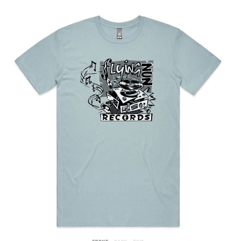 Flying Nun Exploding Turntable T-Shirt (Pale Blue) - Flying Nun  | Vinyl | CD