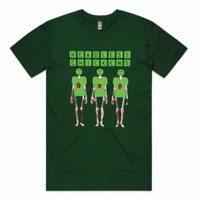 Headless Chickens - Three Skeletons T-Shirt (Forest Green) - Flying Nun  | Vinyl | CD