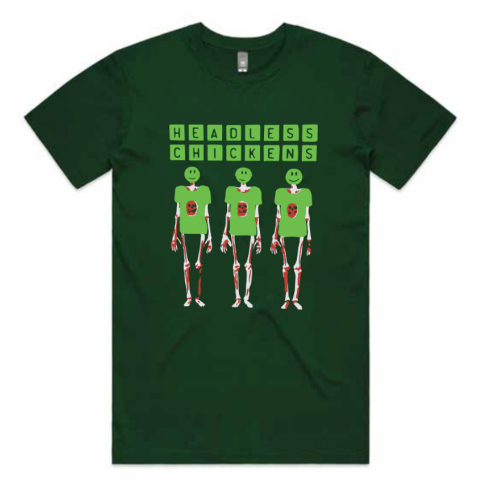 Headless Chickens - Skeletons T-Shirt (Green) I NZ Music & Band Merch