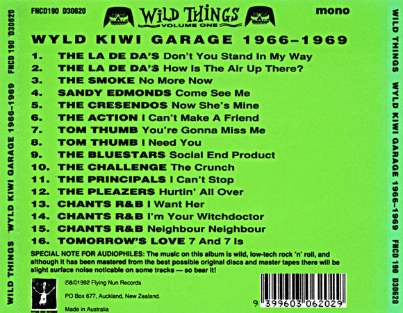 FN190 Various - Wild Things - Wyld Kiwi Garage 1966-1969 (1992) - Flying Nun  | Vinyl | CD